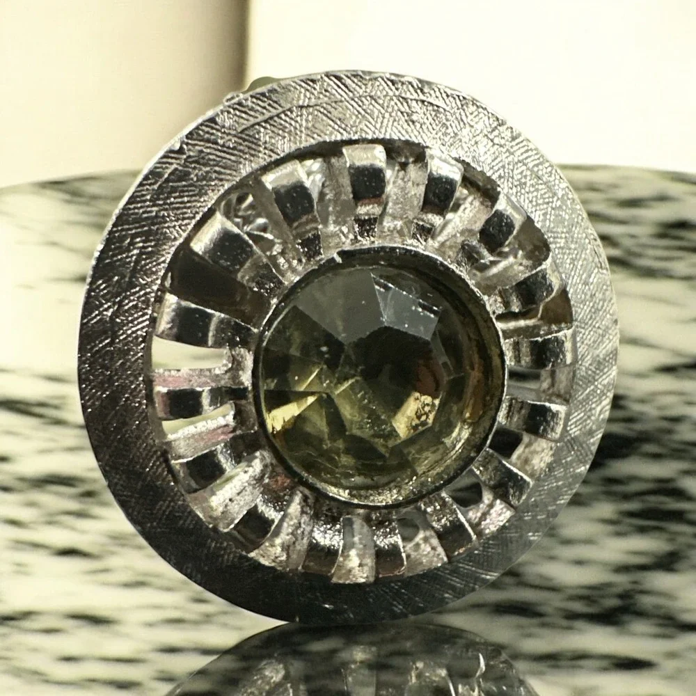 Vintage Executive Cufflinks Crystal Wrap Silver Tone Mesh‎